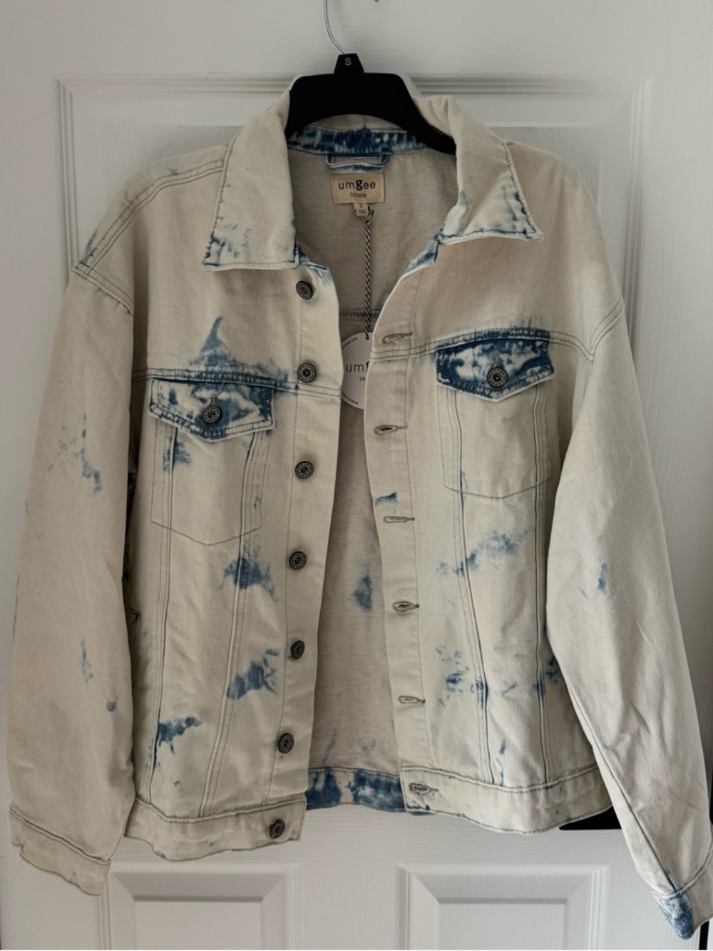 Umgee NWT Denim Jean Jacket Acid Wash White Blue